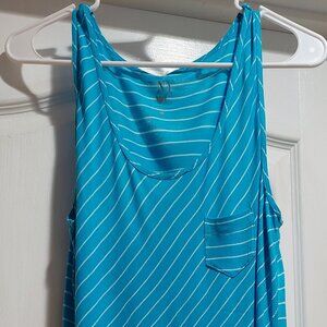 Share Blue with White Pin Stripped Sleeveless Top by NY Company  Sz L